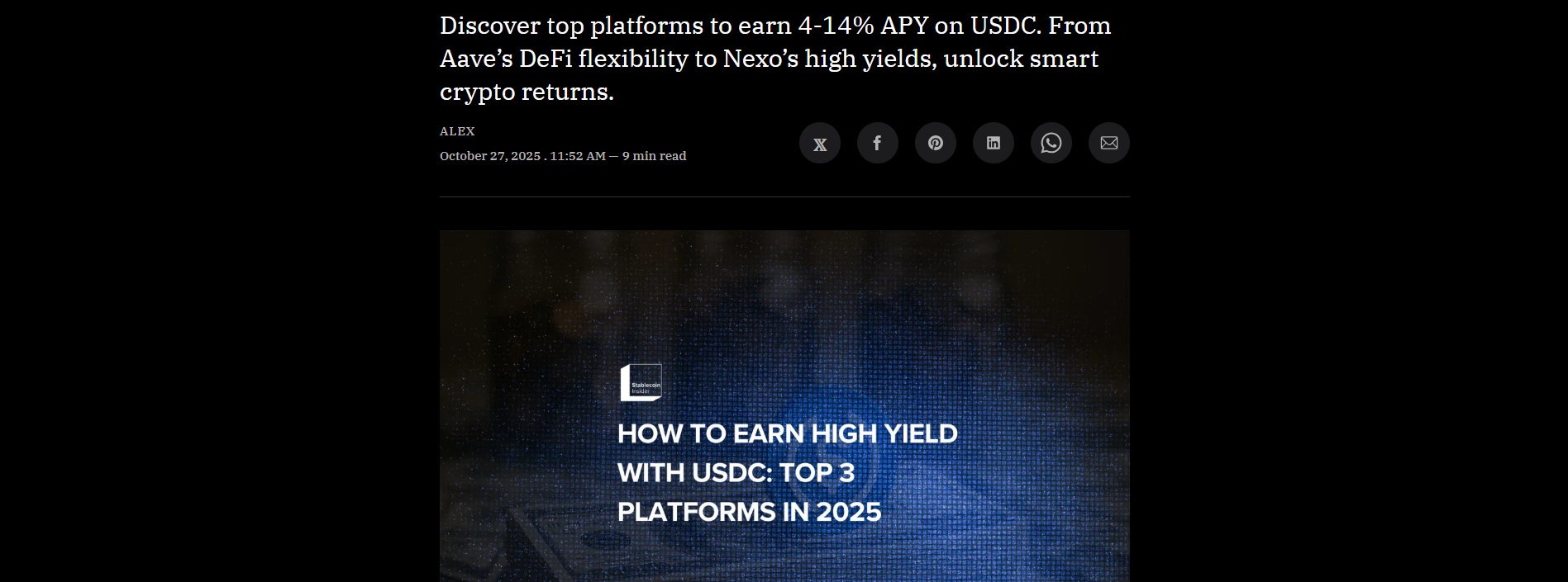 Earn High Yield with USDC in 2025