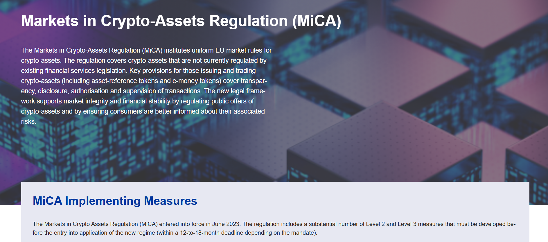 Markets in Crypto Assets Regulation