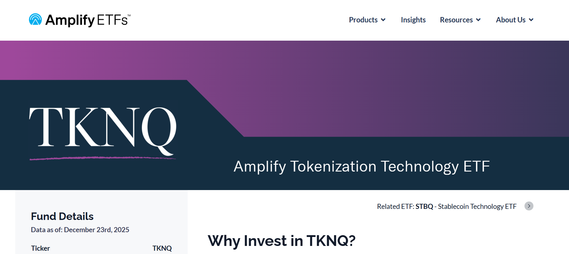 Amplify Tokenization Technology ETF