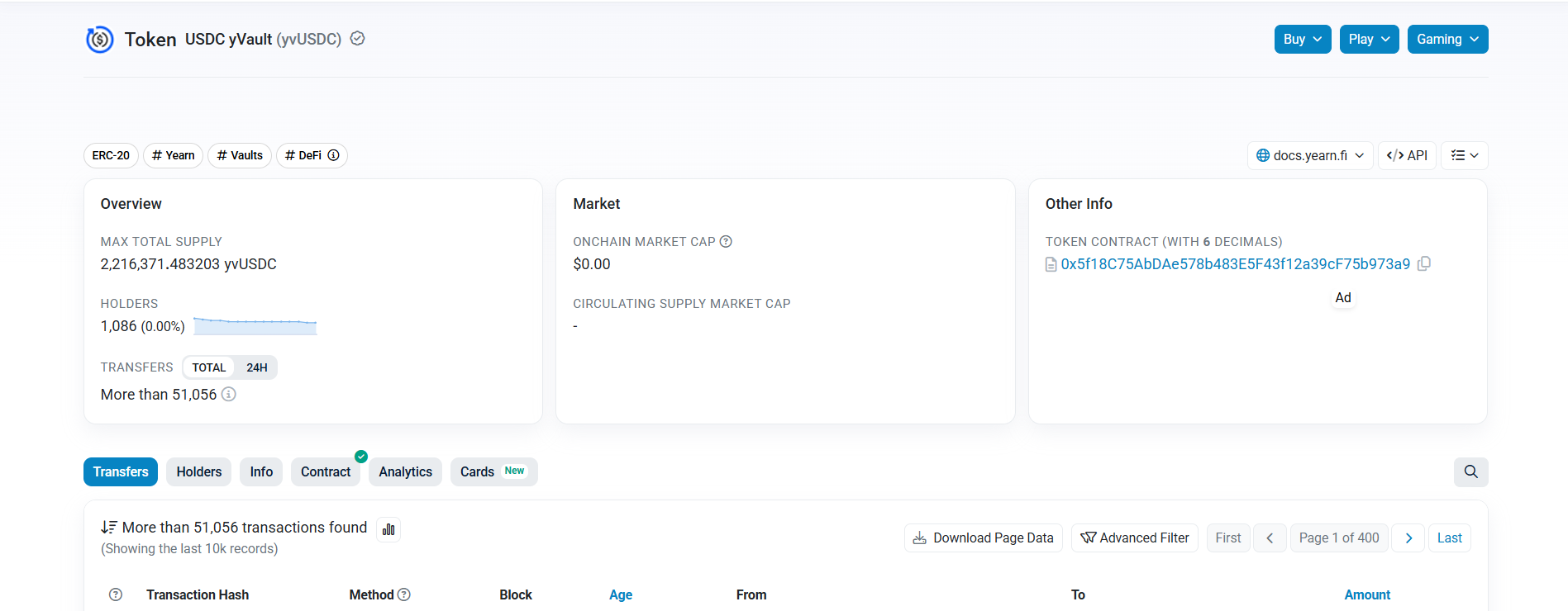 yvUSDC: Yearn Vault Shares For USDC Strategies