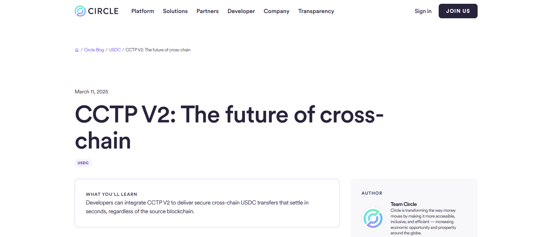 Circle's CCTP V2 for Stablecoin Cross-Chain Bridging in 2026