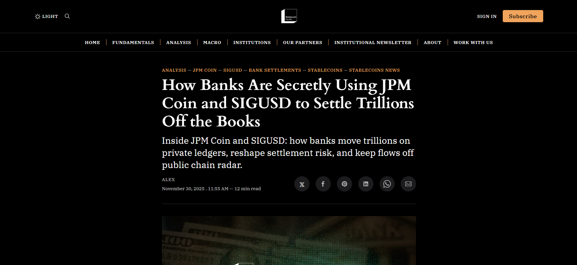 JPM Coin and SIGUSD Off the Book Settlements