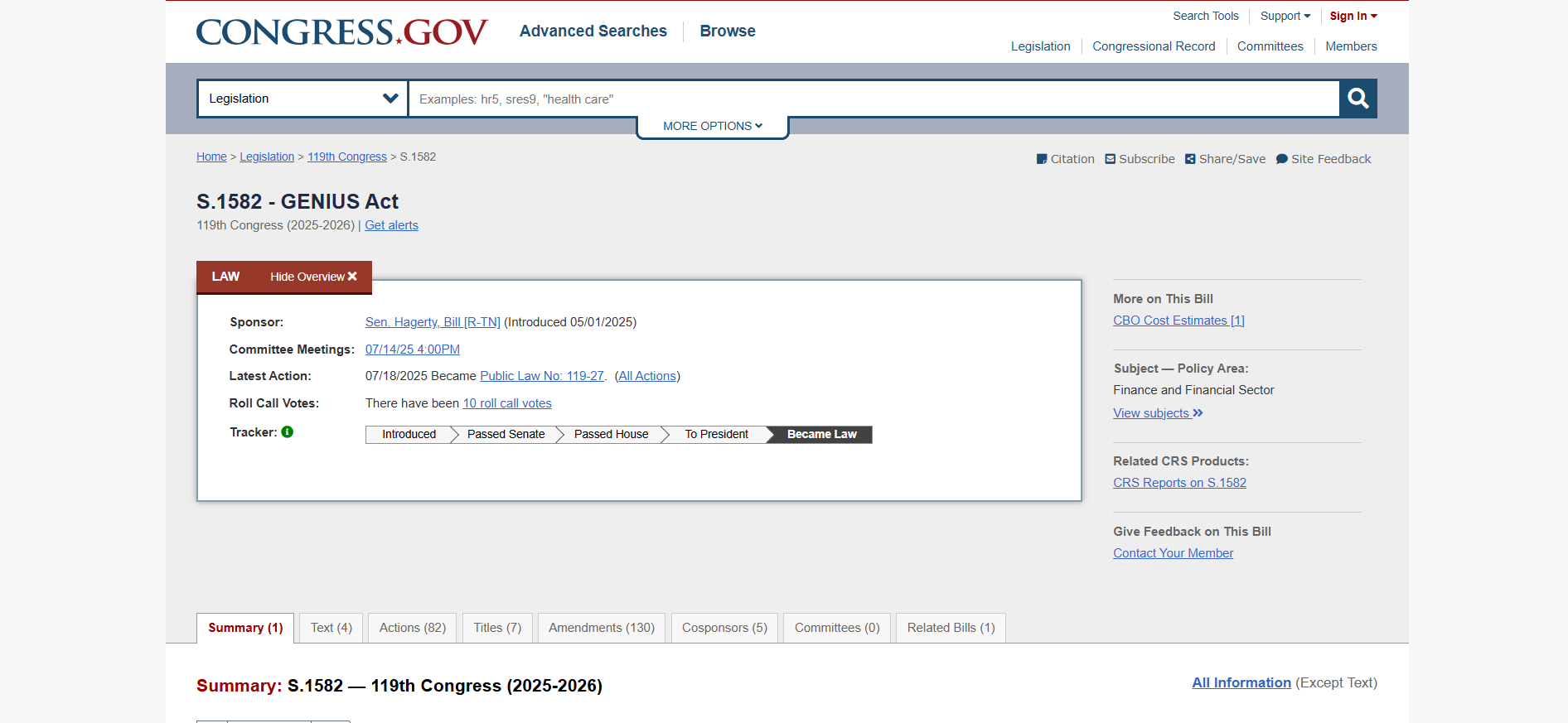 U.S. GENIUS Act 2025