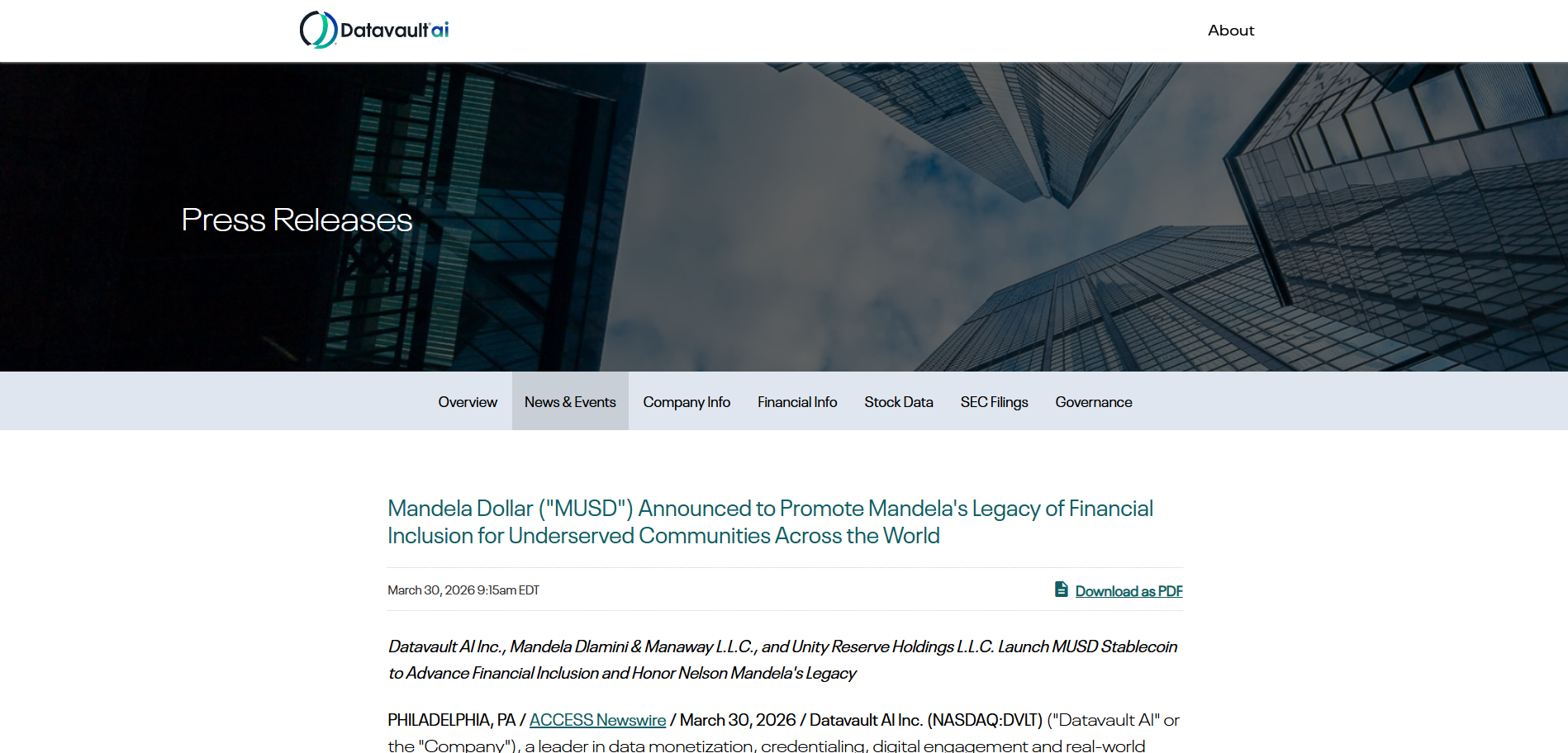 MUSD: Mandela Dollar